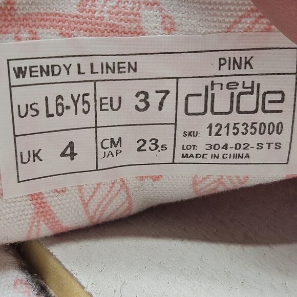 Hey Dude Shoes Wendy Linen Pink Slip On Shoes Boat Shoes L6 Y5 - Picture 6 of 7